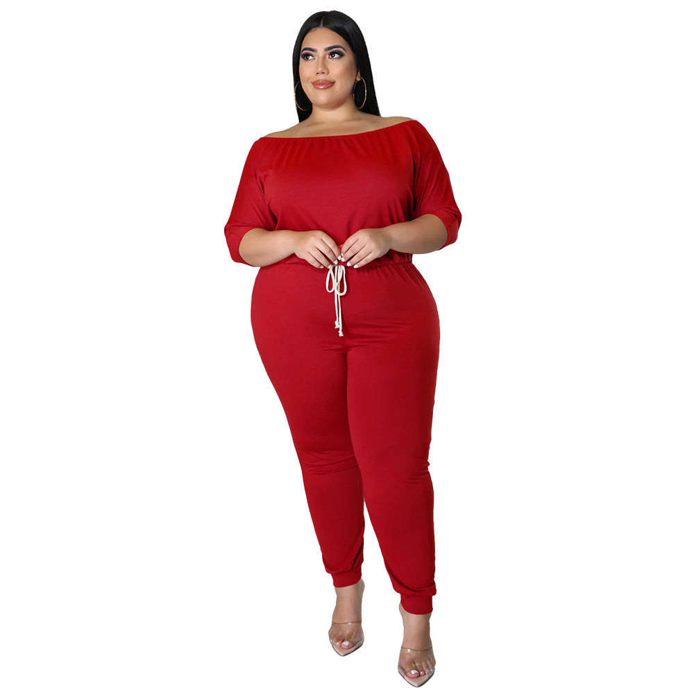 Women's Solid-Colored Sports Jumpsuit With Drawstring, High Waist, And Slimming Design