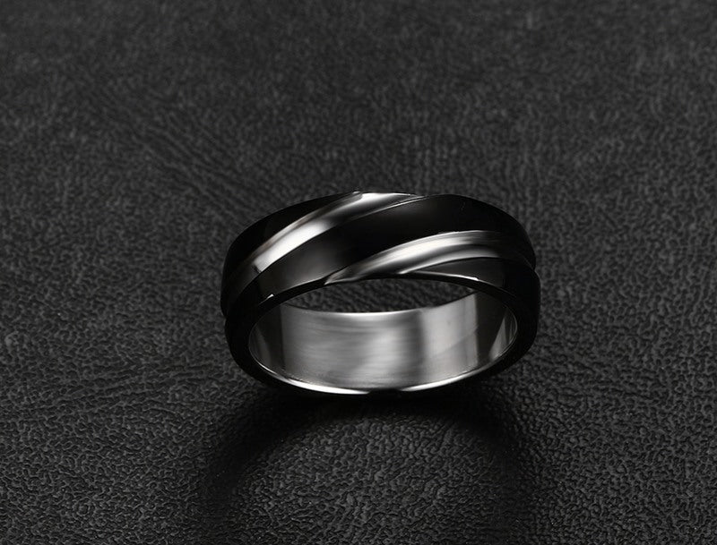 Men's Black Titanium Steel Twill Ring