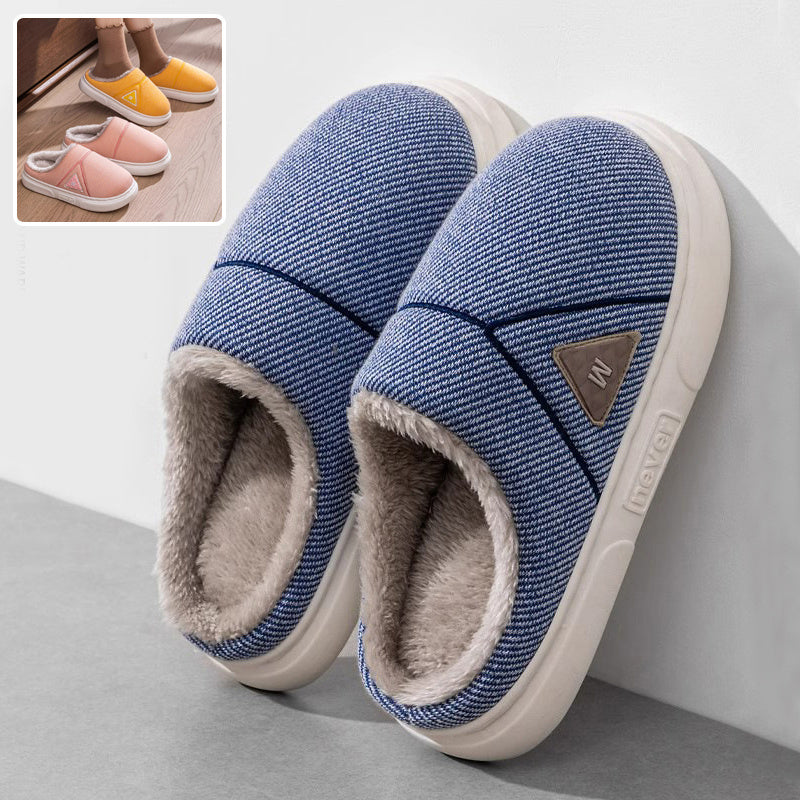 Men's Solid Striped Fleece Plush Slippers
