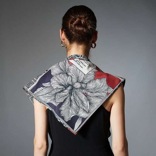 Thin Headcloth Duplex Printing Silk Scarf Square Scarf