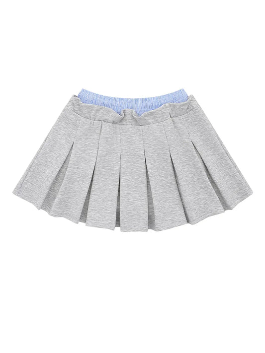 Drawstring Pleated Mini Skirt