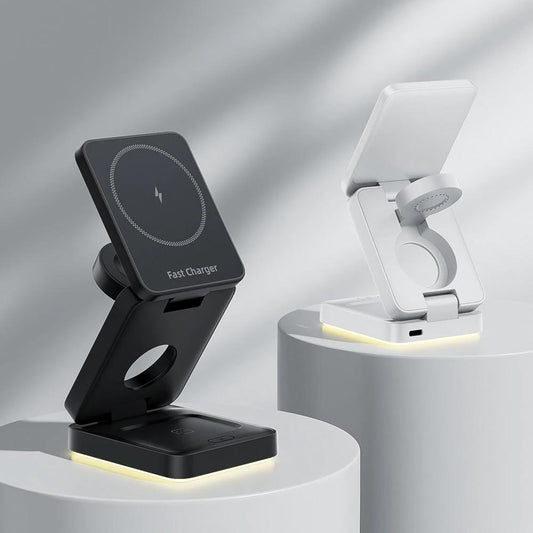 Three-in-one Wireless Charger Folding Magnetic Wireless Charger by GJG Denim
