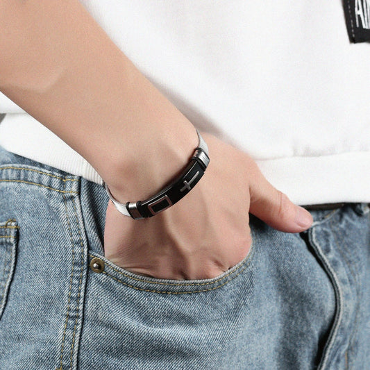 Cross Stainless Steel Bracelet For Men by GJG Denim