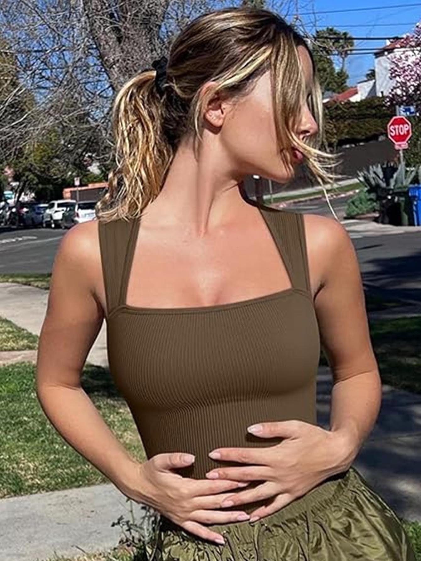 4 Pack Women body suit One Piece Bodycon Unitards Tummy Control Bodysuit Square neck