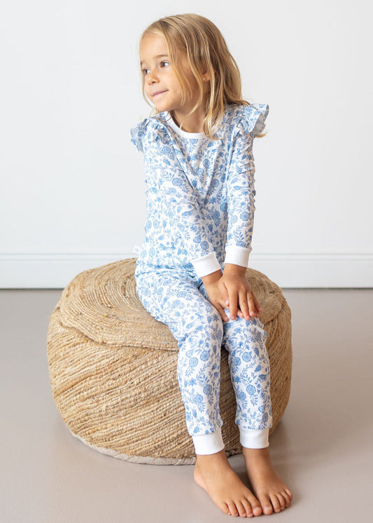 Floral Bunnies Pima Long Pajama Set