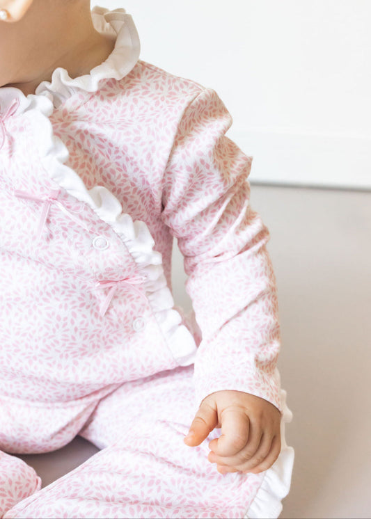 Pink Leaves Pima Baby Pajama