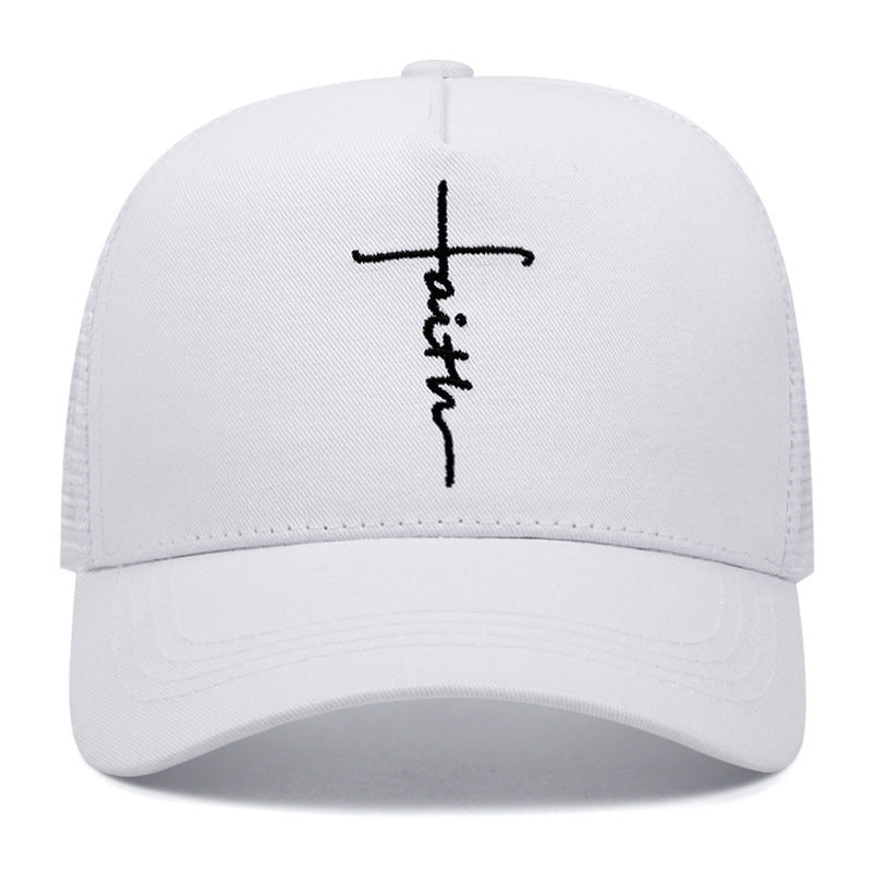 Cross Embroidery Breathable Baseball Cap For Men