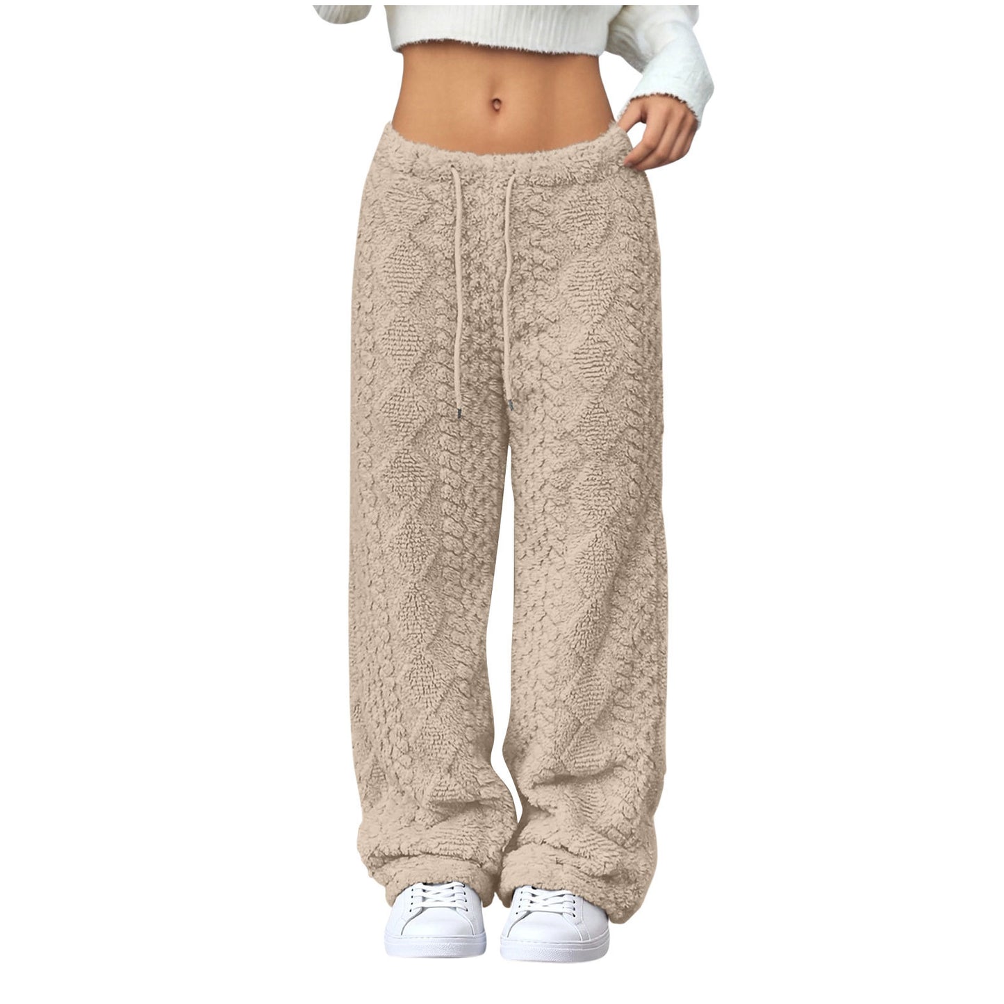 Velvet Padded Loose Straight-leg Trousers