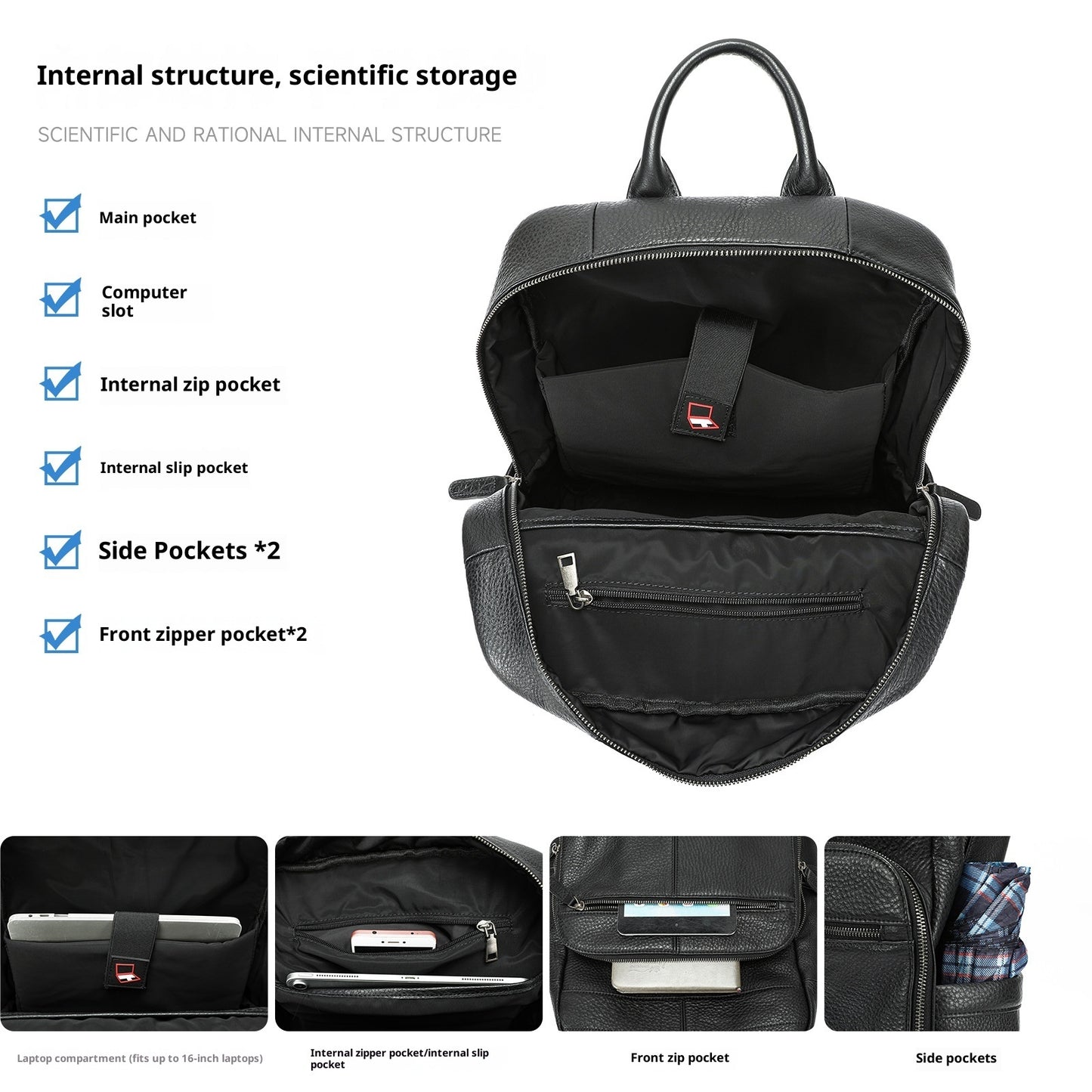 Men's Top Layer Cowhide Backpack