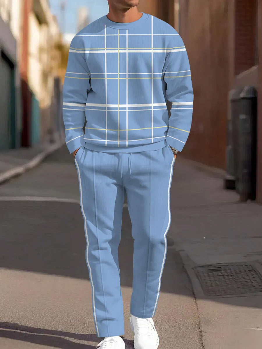 Men's Round Neck Loose Sweatshirt And Sweatpants Set