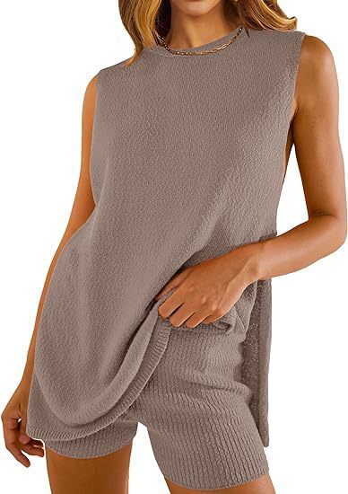 Summer Loose-fitting Casual Round-neck Vest Shorts Knitting Suit Women
