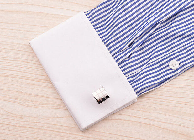 Men's French Checkered Laser Check Cufflinks