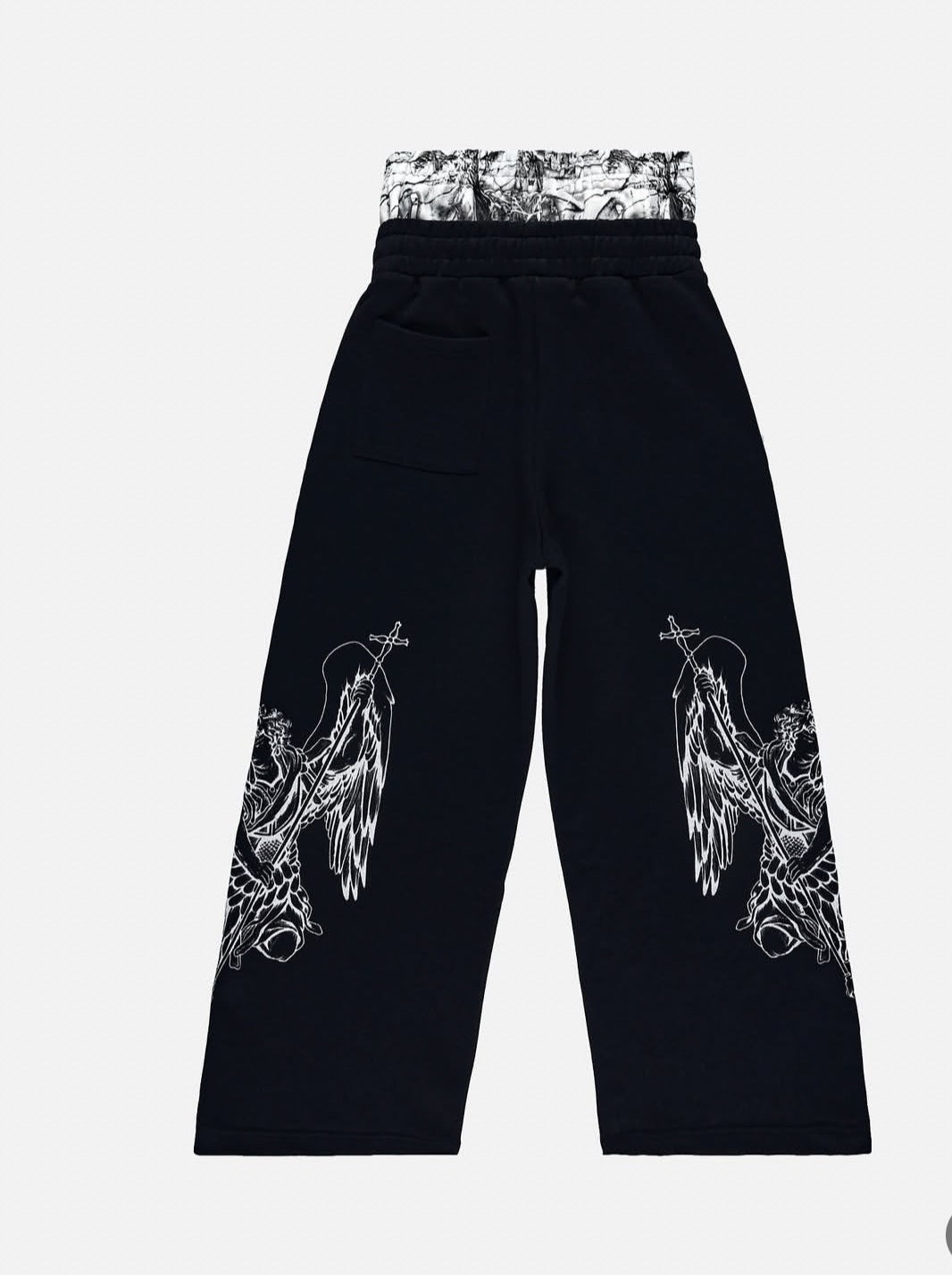 Men's Fake Two Pieces Loose Leisure Pants Double Waist Sweatpants