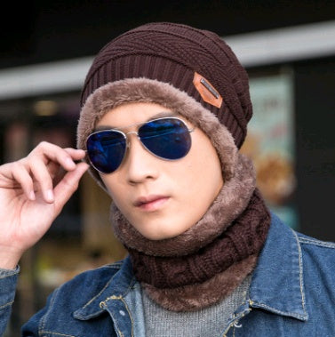 Men's Knitted Beanie and Neck Warmer Set
