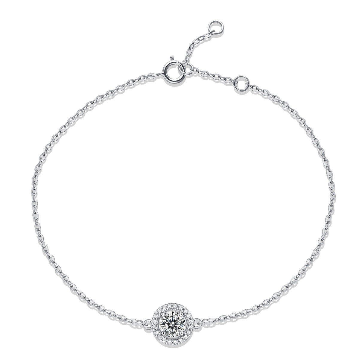 Silver Light Luxury Moissanite Round Bag Bracelet