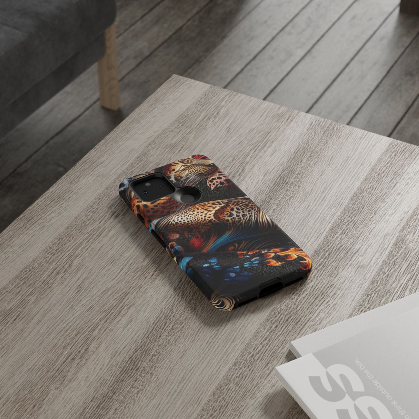 Stylish Tough Phone Case with Elegant Black and Gold Design