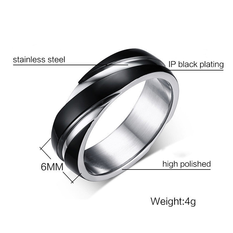 Men's Black Titanium Steel Twill Ring