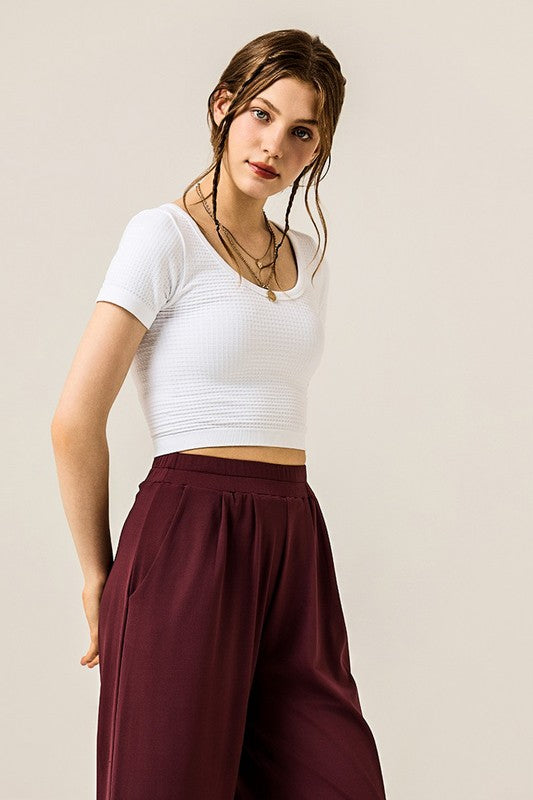 Stretch Yoga Knit Wide Leg Palazzo Pants