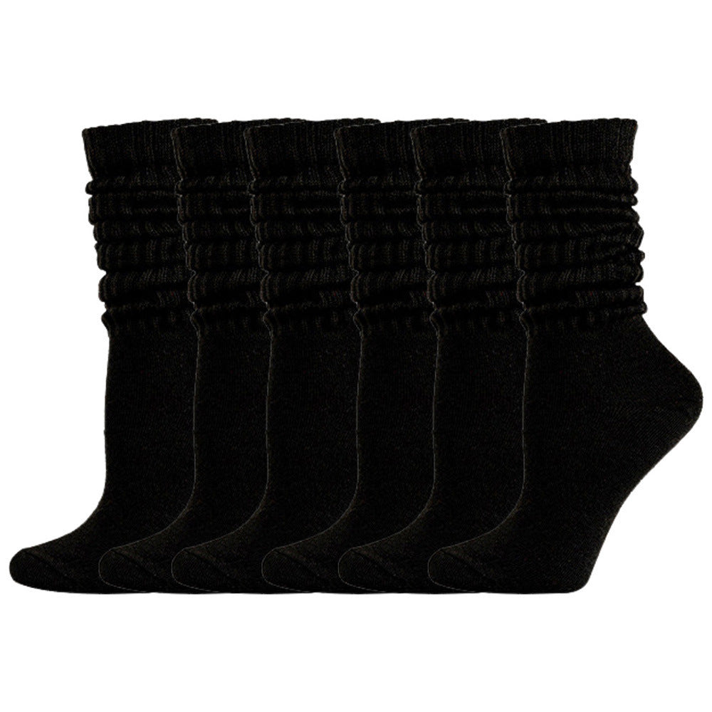 Loose Stockings Spring And Autumn Women's Black, White And Gray Pure Color Socks