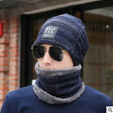 Men's Knitted Beanie and Neck Warmer Set