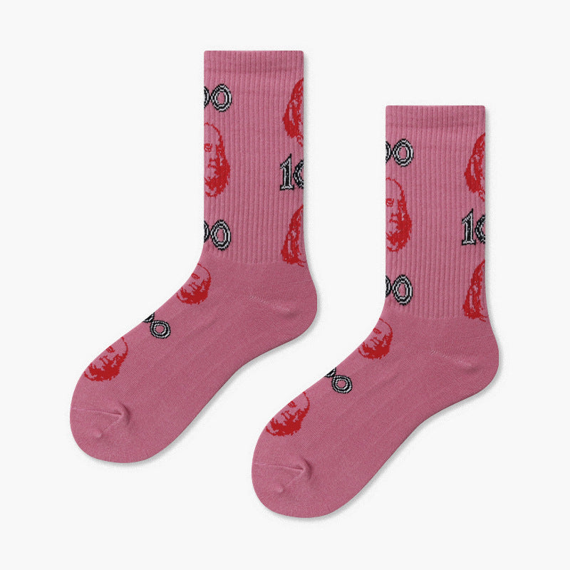 Men's Creative And Minimalist Printed Casual Breathable Mid Length Socks