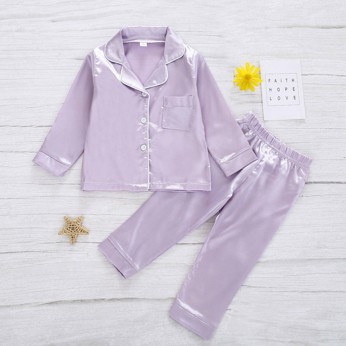Pure Color Children's pajamas Casual Fashion Suit