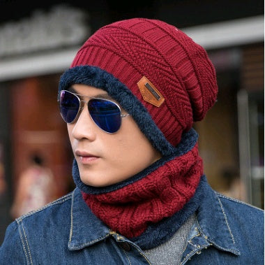 Men's Knitted Beanie and Neck Warmer Set