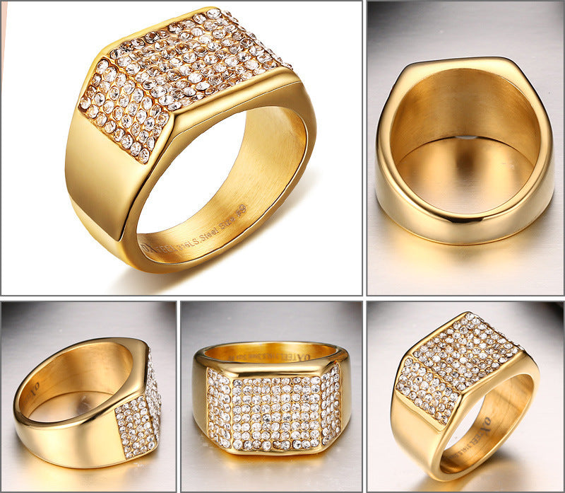 Men's Titanium Steel Zircon Ring