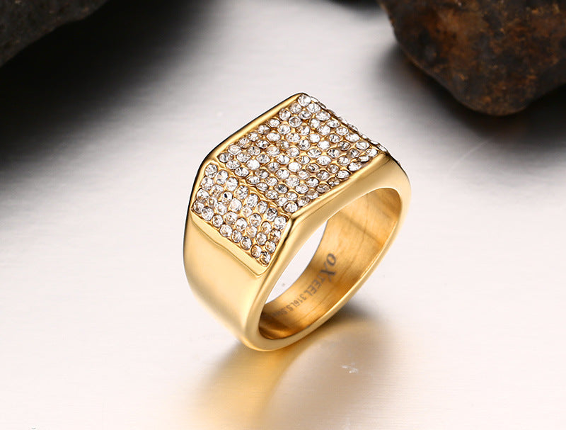 Men's Titanium Steel Zircon Ring
