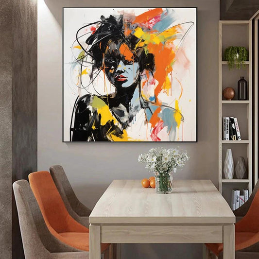Modern Aesthetic Wall Art Portrait Hand Painted On Canvas Vintage Room Home Bar Cafe Decor Kawaii Room Decor by GJG Denim