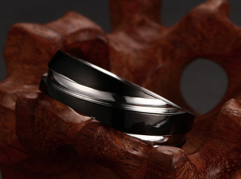 Men's Black Titanium Steel Twill Ring