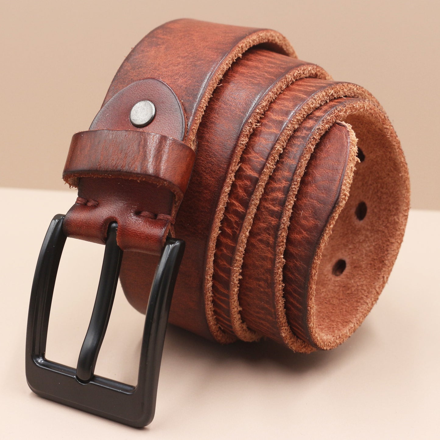 Top Layer Leather Pin Buckle Men's Belt