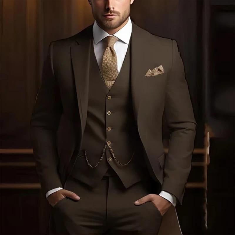 Men's High-grade Gentleman Temperament Slim Three-piece Suit