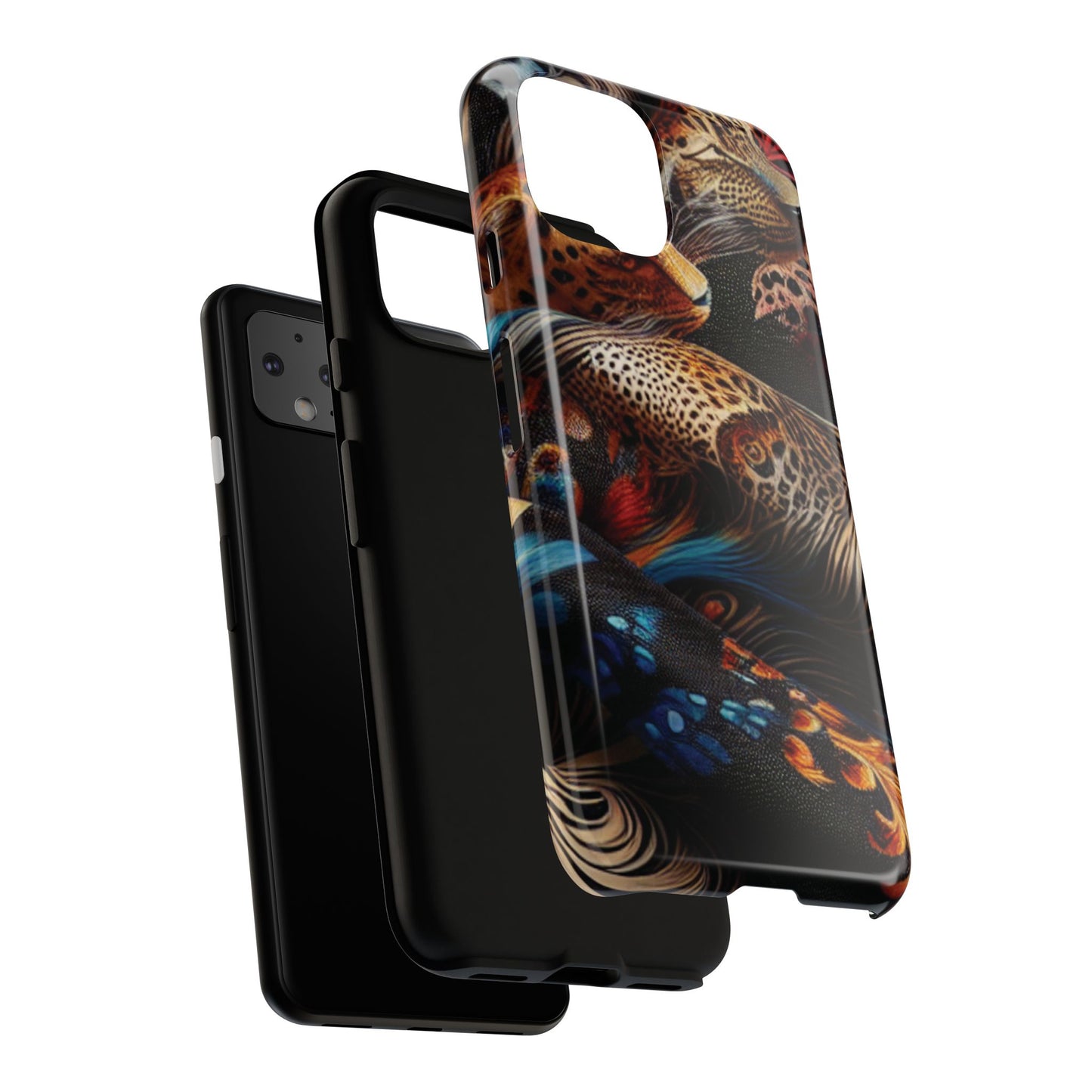 Stylish Tough Phone Case with Elegant Black and Gold Design
