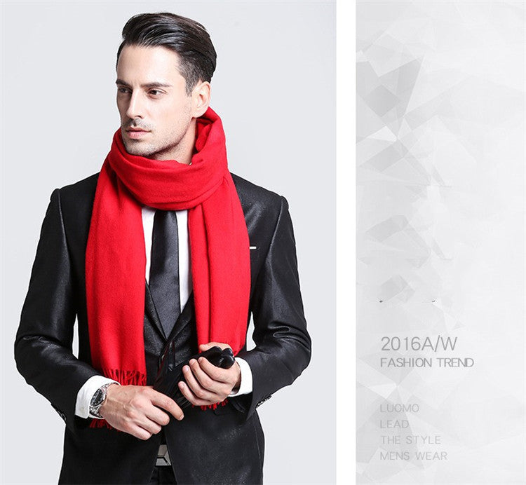 Faux Cashmere Scarf Solid Color For Men