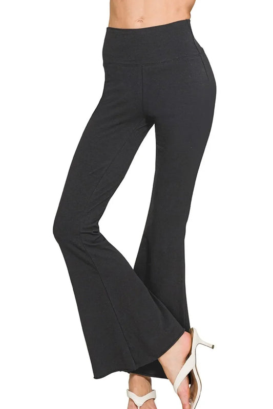 Zenana Raw Edge Hem Flare Yoga Pants