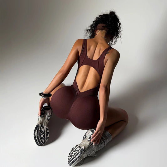 Shoulder Strap One-piece Peach Hip Shorts by GJG Denim