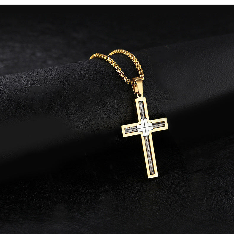Men's Titanium Steel Wire Cross Necklace