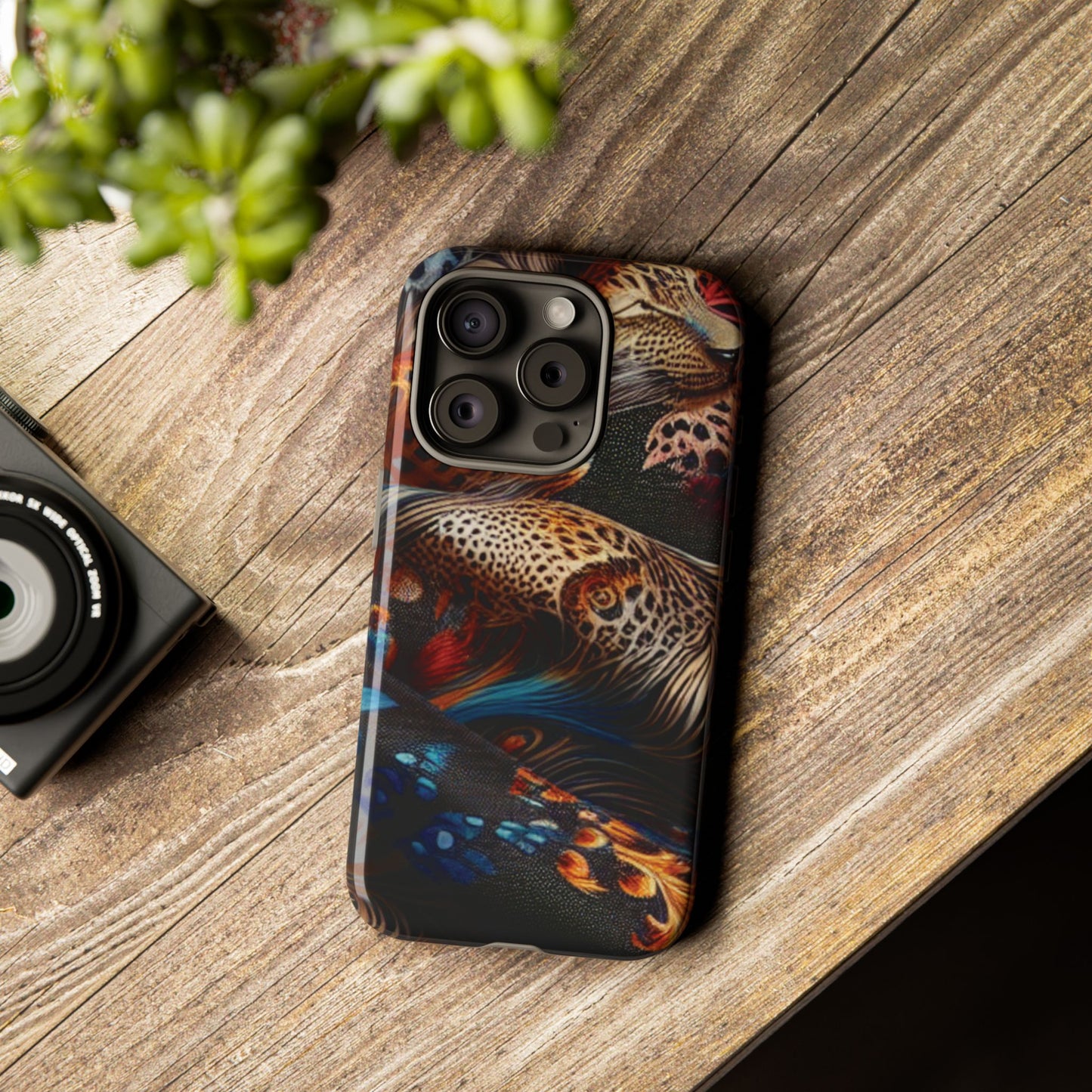Stylish Tough Phone Case with Elegant Black and Gold Design