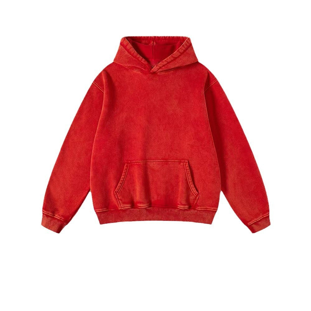 Men's Heavy Fleece-lined Thickened Retro Washed Sweater