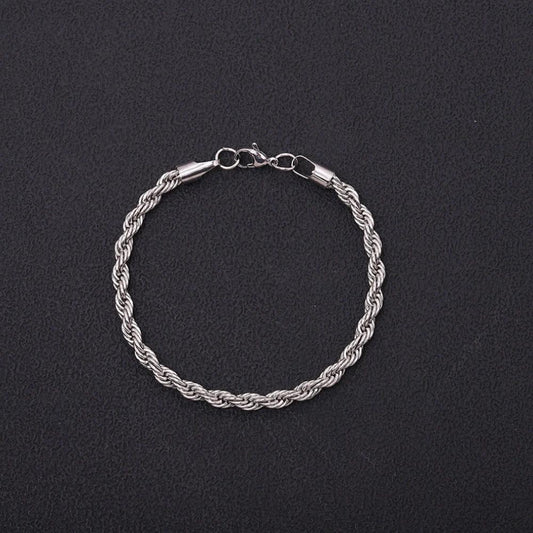 18K Vacuum-Plated Color-Protecting Stainless Steel Twisted Bracelet For Men by GJG Denim