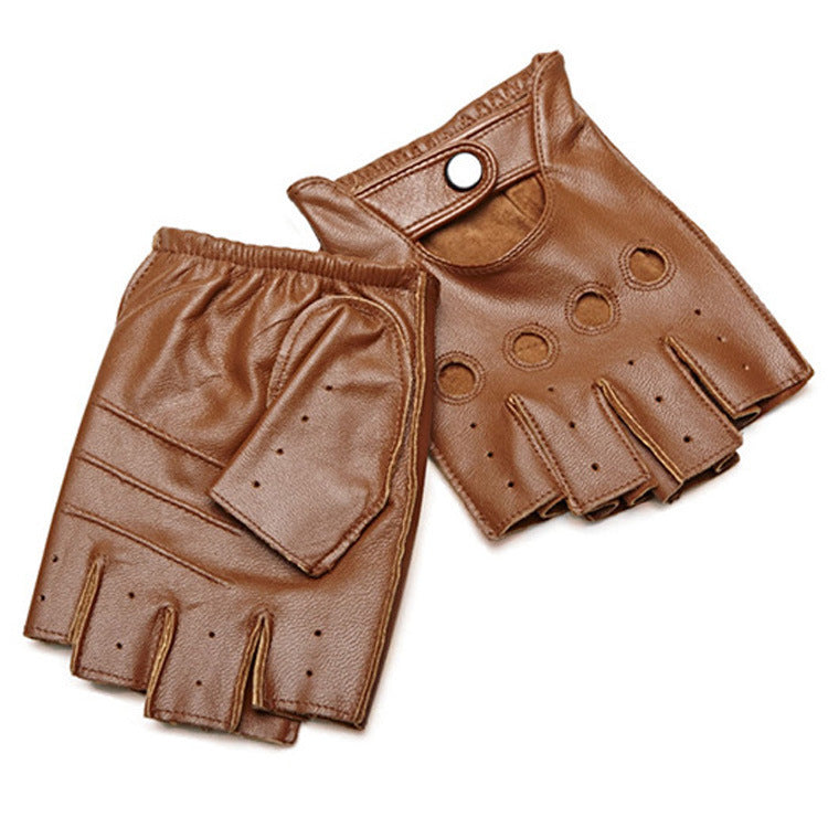 Men's Winter Sheepskin Half Finger Gloves