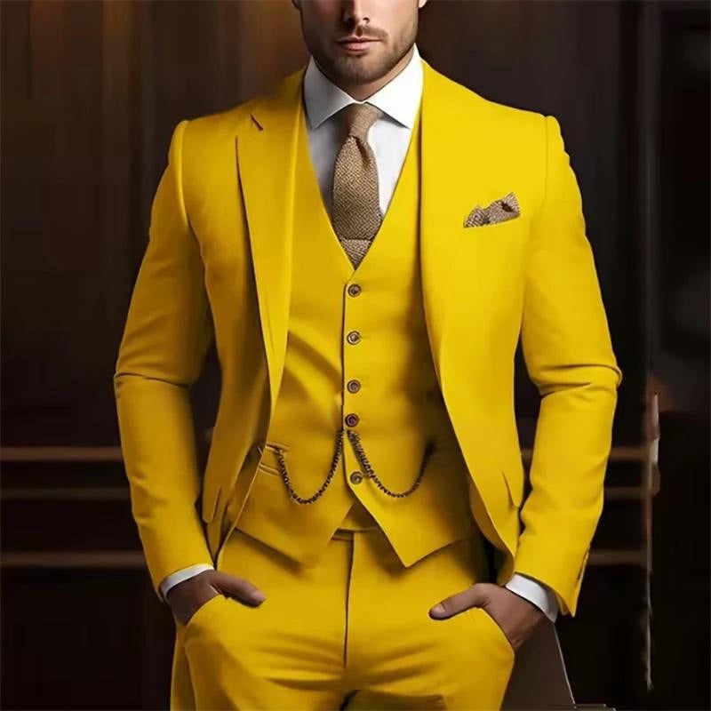 Men's High-grade Gentleman Temperament Slim Three-piece Suit