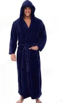 Men's Warm Plus Size Thick Hooded Bathrobe