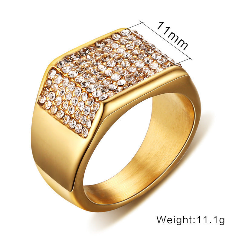 Men's Titanium Steel Zircon Ring
