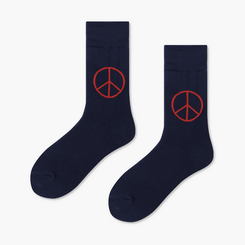 Men's Creative And Minimalist Printed Casual Breathable Mid Length Socks