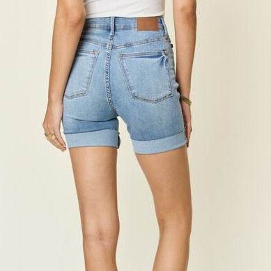 Judy Blue Full Size Tummy Control High Waist Denim Women Shorts