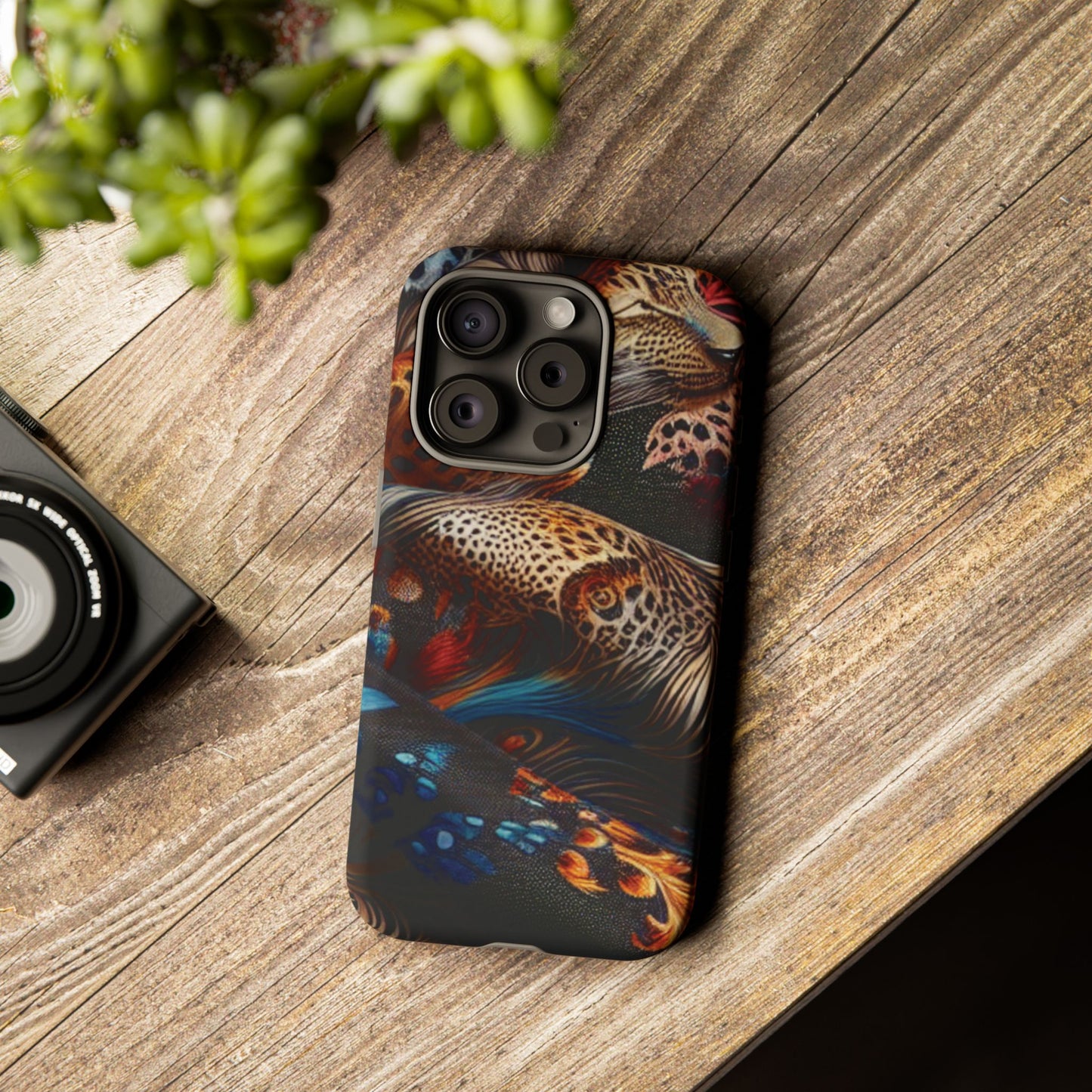 Stylish Tough Phone Case with Elegant Black and Gold Design