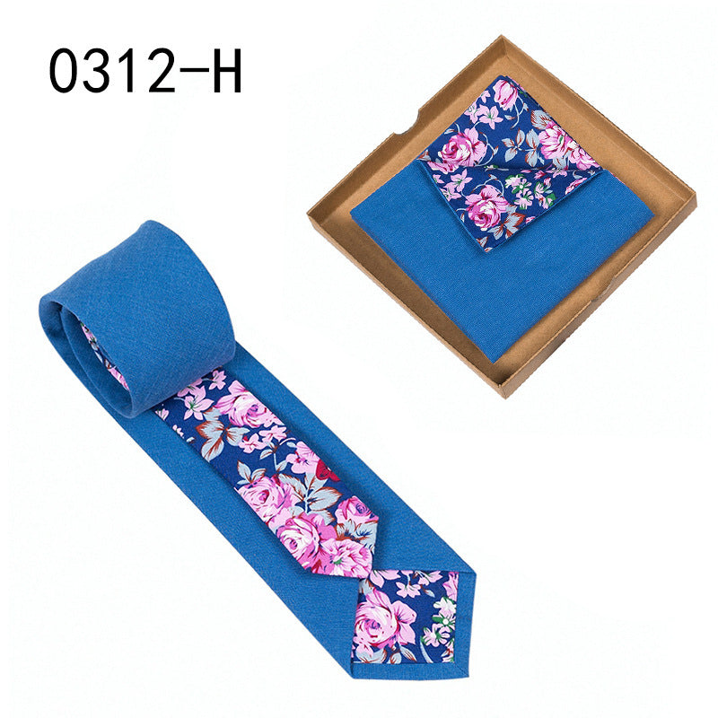 Men's Floral Print Tie and Pocket Square