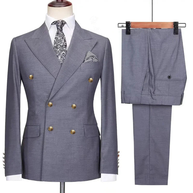 Men's Two-piece Double-breasted Suit